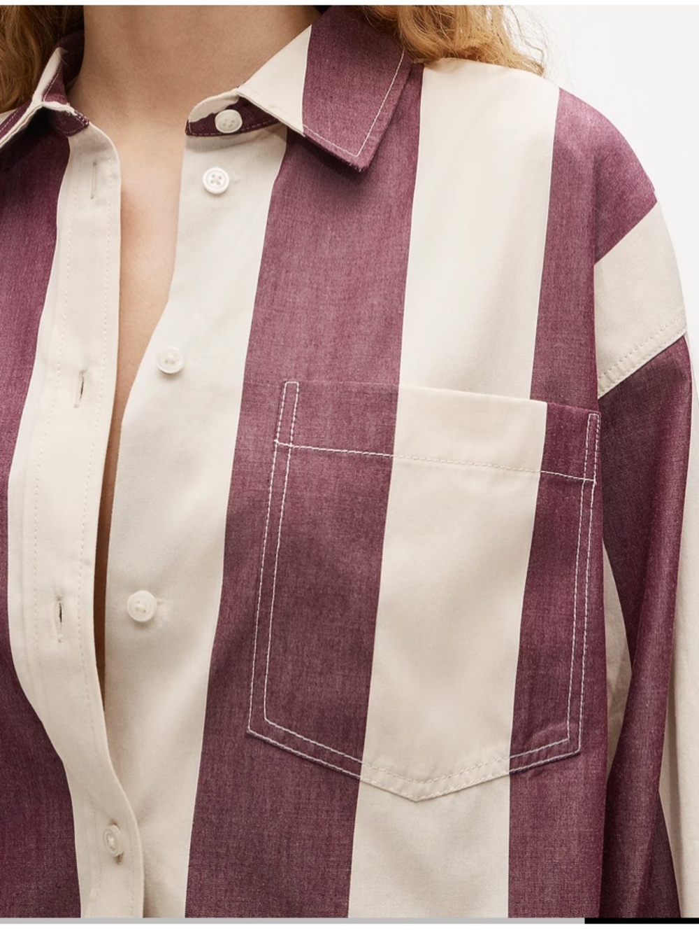 J crew Étienne oversized shirt in striped cotton poplin natural wine - Picture 2 of 4